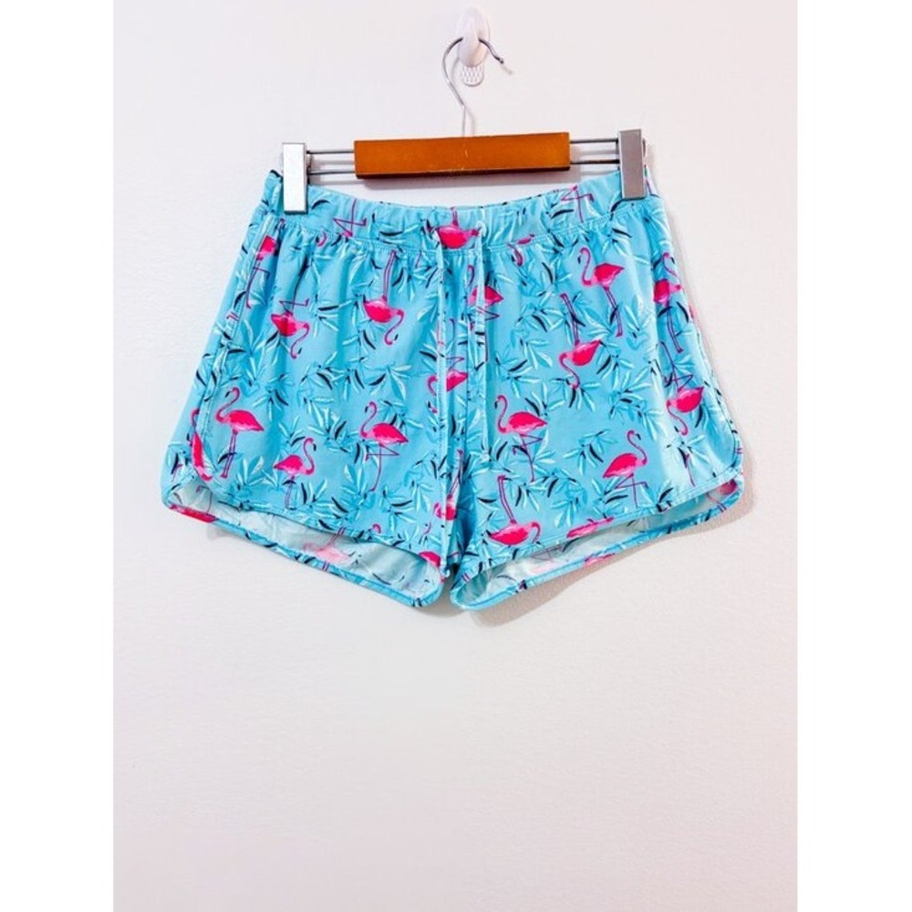 CARISMA Turquoise Pink Flamingo Tropical Print Pajama Sleep Shorts Small